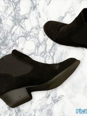 Black Suede Chelsea Ankle Boots - Women